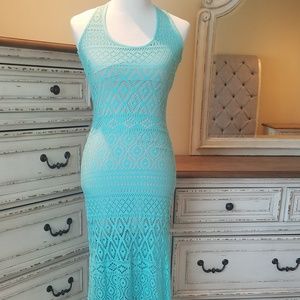 Gorgeous Bebe Aqua Maxi Sun Dress Size Small